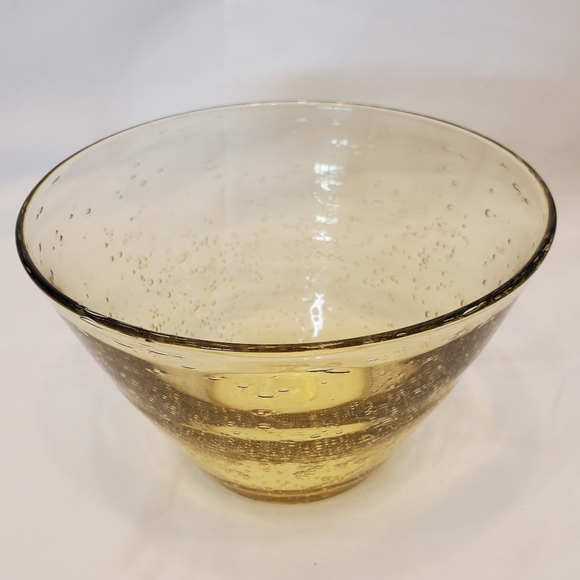 Vintage Hand Blown Bubble Art Glass Medium Amber Bowl - Picture 1 of 8